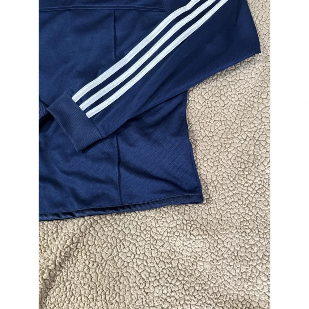 Adidas Mens Navy Blue Three Stripe Full Zip Mesh Track Jacket Mock Neck XL